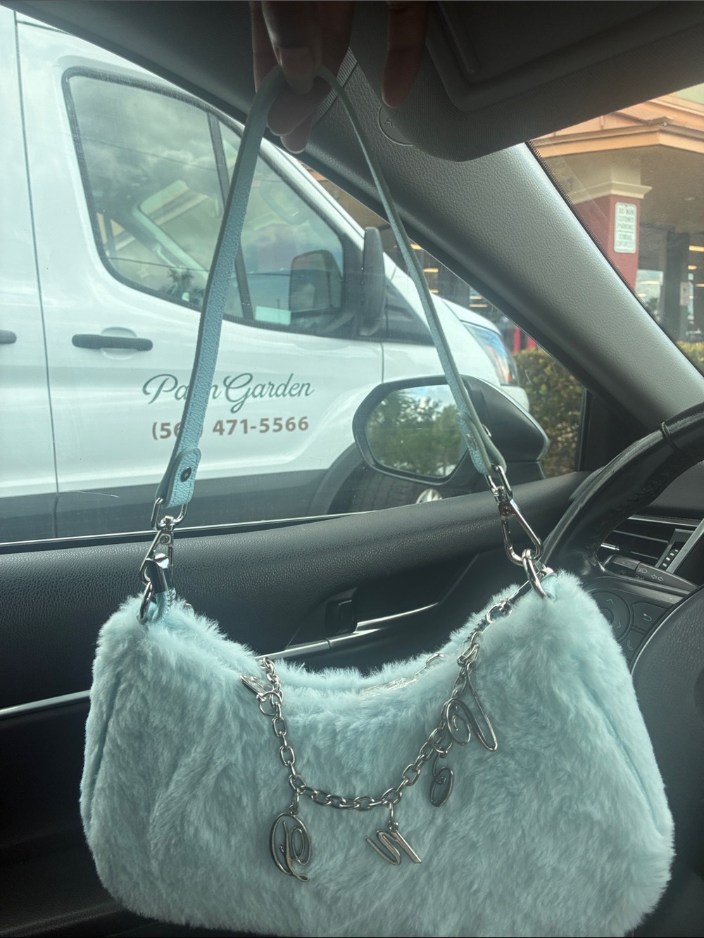 Von Dutch Pale Blue Fuzzy Mini Shoulder Bag - Picture 2 of 6